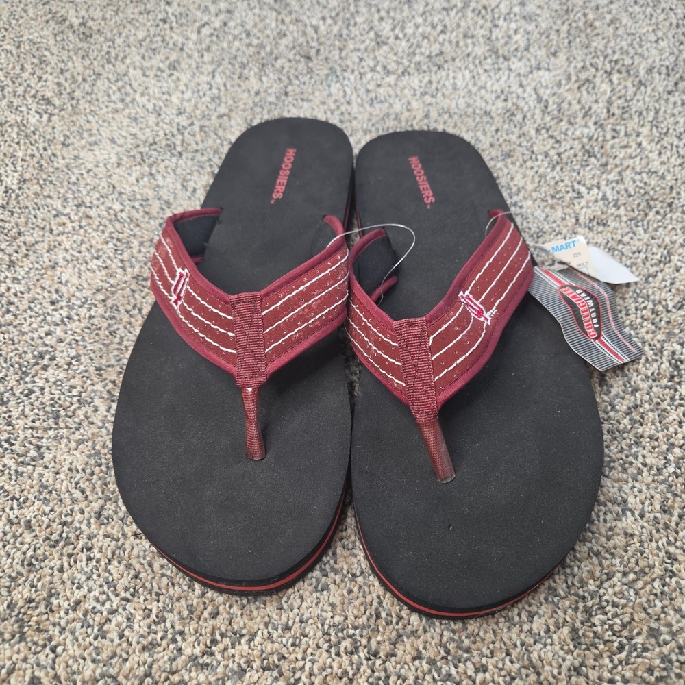 Indiana University Hoosiers Flip Flops Mens XL Collegiate Footwear Black Red NEW